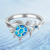 Ocean Series Oil Blue Turtle Painting Open Mouth Rings for Women Summer Trend Vacation Rings Accessories Zircon Gifts