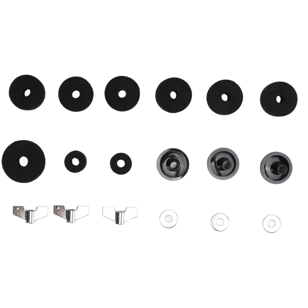 Drum Kit Non Slip Felt Pad Set Wing Nuts Stand Sleeves Cymbal Washers Replacement AccessoriesBlack