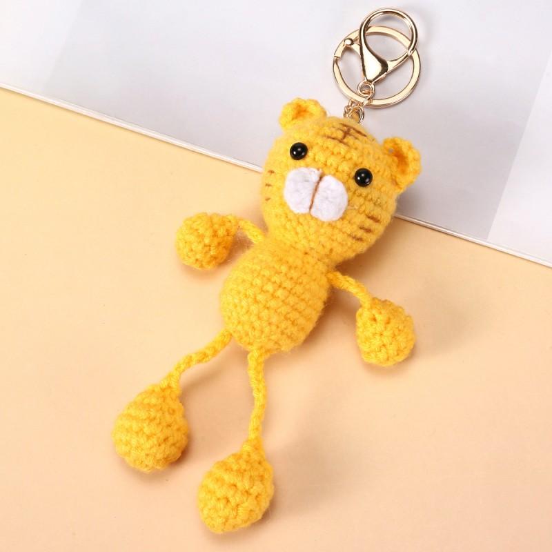 Funny Animal Doll Series Knitted Keychain For Bag Pendant Cute Animal Design Crochet Keychain Handmake Gifts Custom Accessories