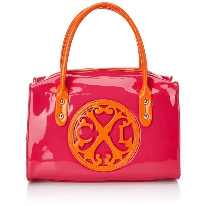 Bowling Bag - CHRISTIAN LACROIX - Jonc 3 - Patent - 20x30x12 Cm - Woman - Orange/Fuchsia
