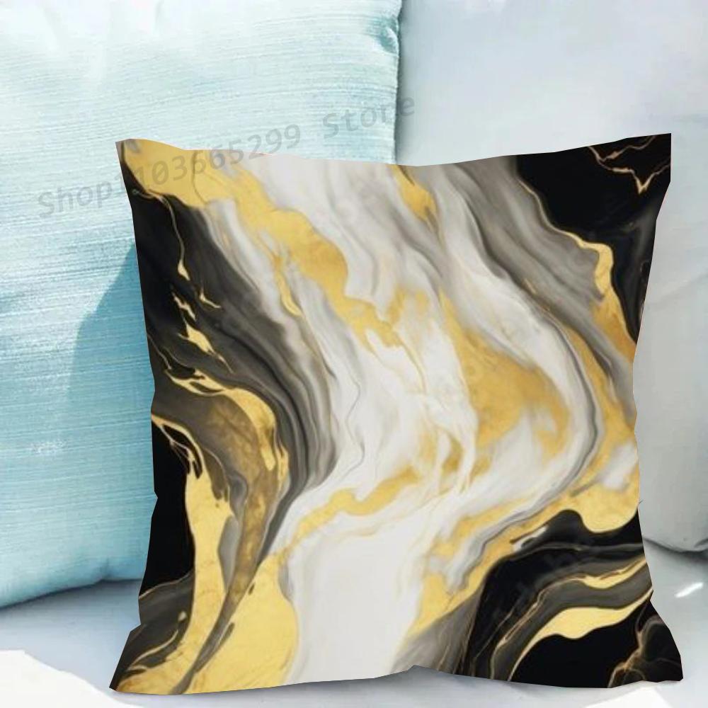 1 Stück Nordic Mode Gold Marmor Kissenbezug Quadratisch Schlafzimmer Sofa Freizeit Komfort Kissen Auto Wohnzimmer Heimdekoration