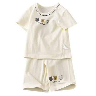 Short Room Top and Bottom Summer Half Cool Bear 90 [HahaNice] Children's Clothing, Boys' Pajamas, Kids, Sleeve, Wear, Loungewear, Setup, Cotton,