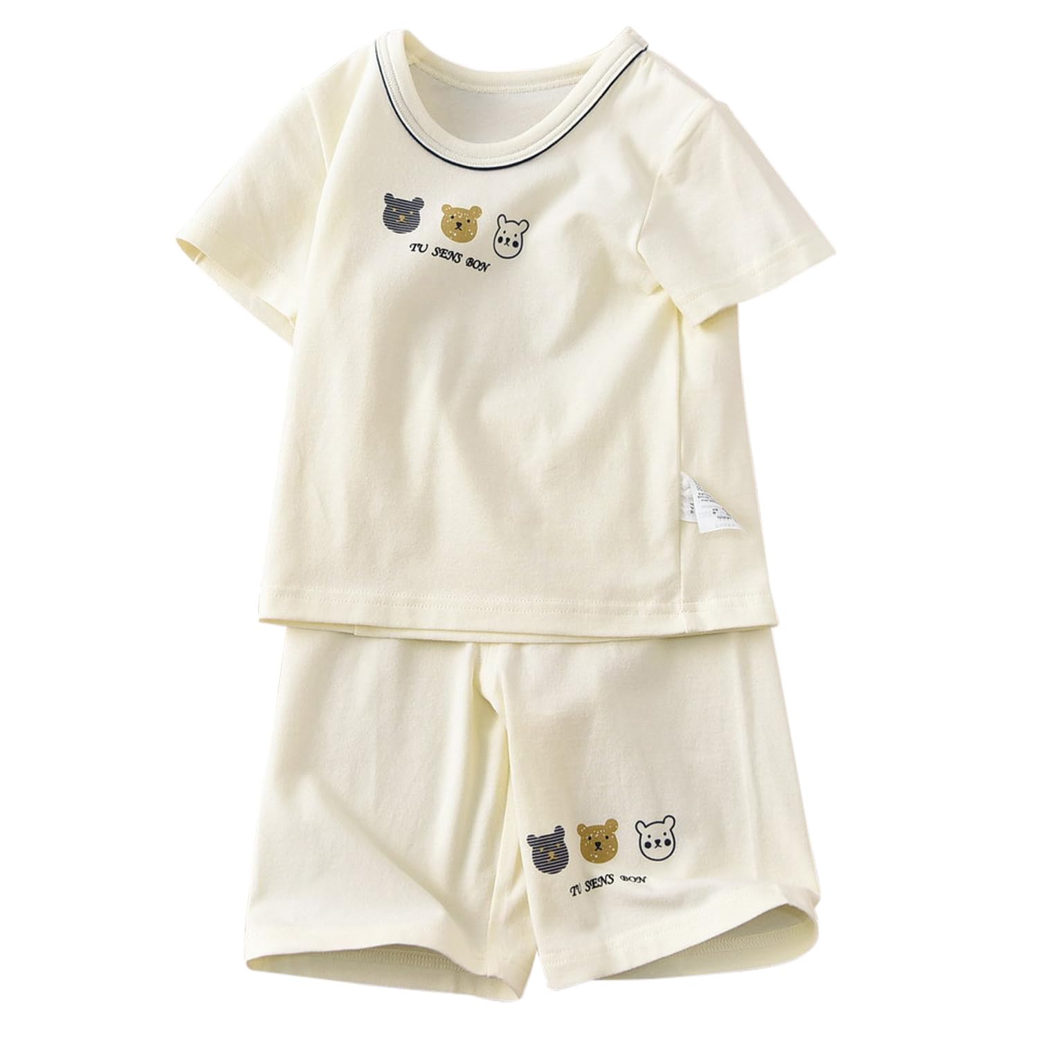 

Короткая летняя верхняя и нижняя часть, полупрозрачная, с медведем 90 [HahaNice] Детская одежда, пижамы для мальчиков, дети, рукава, одежда, домашняя одежда, комплект, хлопок,