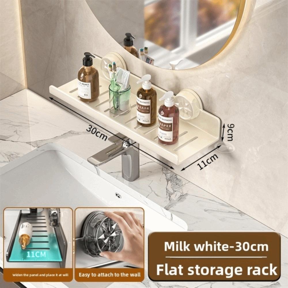 Wall Mounted Suction Cup Storage Shelf Waterproof Washbasin Countertop Shelves  Makeup