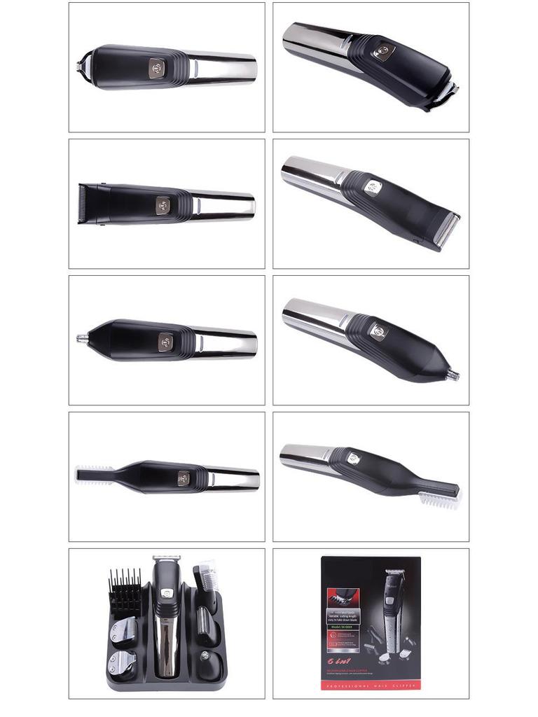 Waikil 6-in-1 Multifunctional Electric Grooming Kit: Hair Clipper, Razor, Body Hair Trimmer