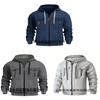 Mens Hoodie Jacket With Multiple Pockets And Zipper For Casual Spring Fall Outdoor Wear