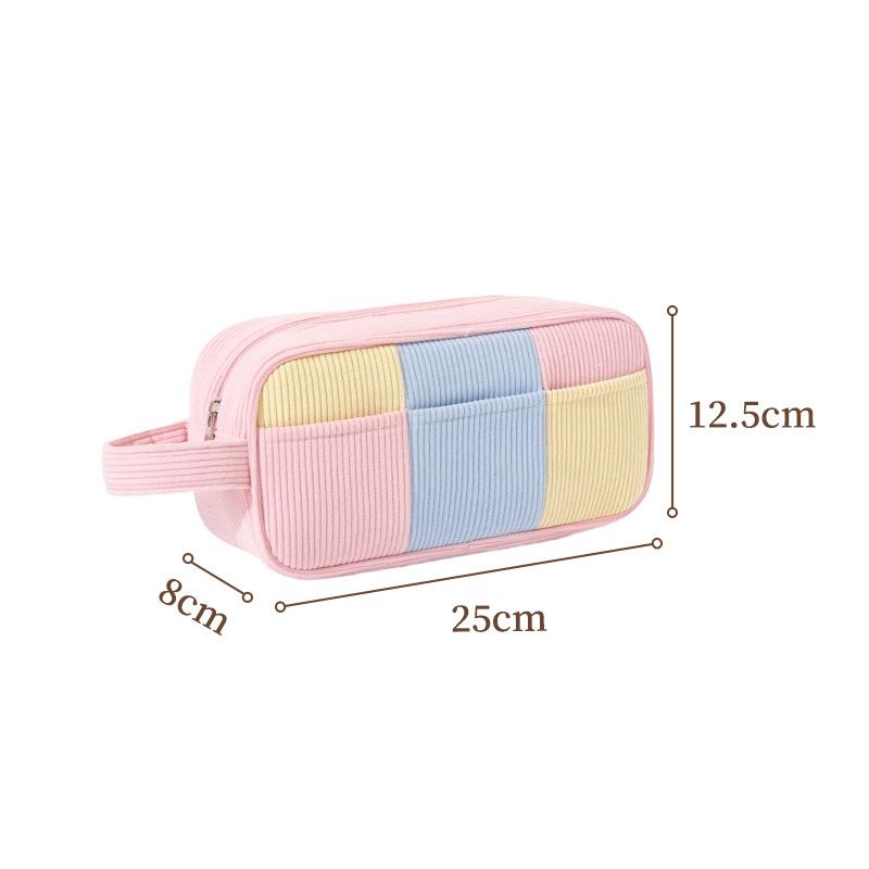 Minimalist Corduroy Makeup Handbag Large Capacity Travel Cosmetics Storage Bag Makeup Bag For Women