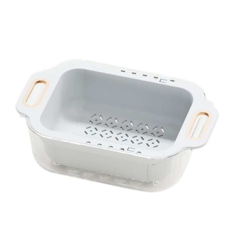 

AEE2-Extendable Sink Strainer Basket Wash Vegetables And Fruits,Kitchen Strainer Colanders White