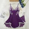 Plus Size Sexy Babydoll Nightdress for Women, V Neck Lace Sheer Mesh Nightgown, Spaghetti Strap Chemise Slip Dress with Thong
