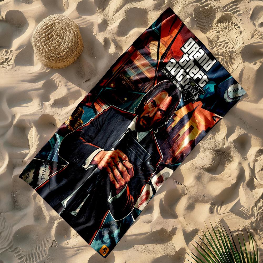 Gta Beach Towel Quick-Dry Soft Microfiber Comfortable Lightweight Suitable for Swimming, Gym, Camping, Yoga Vacation