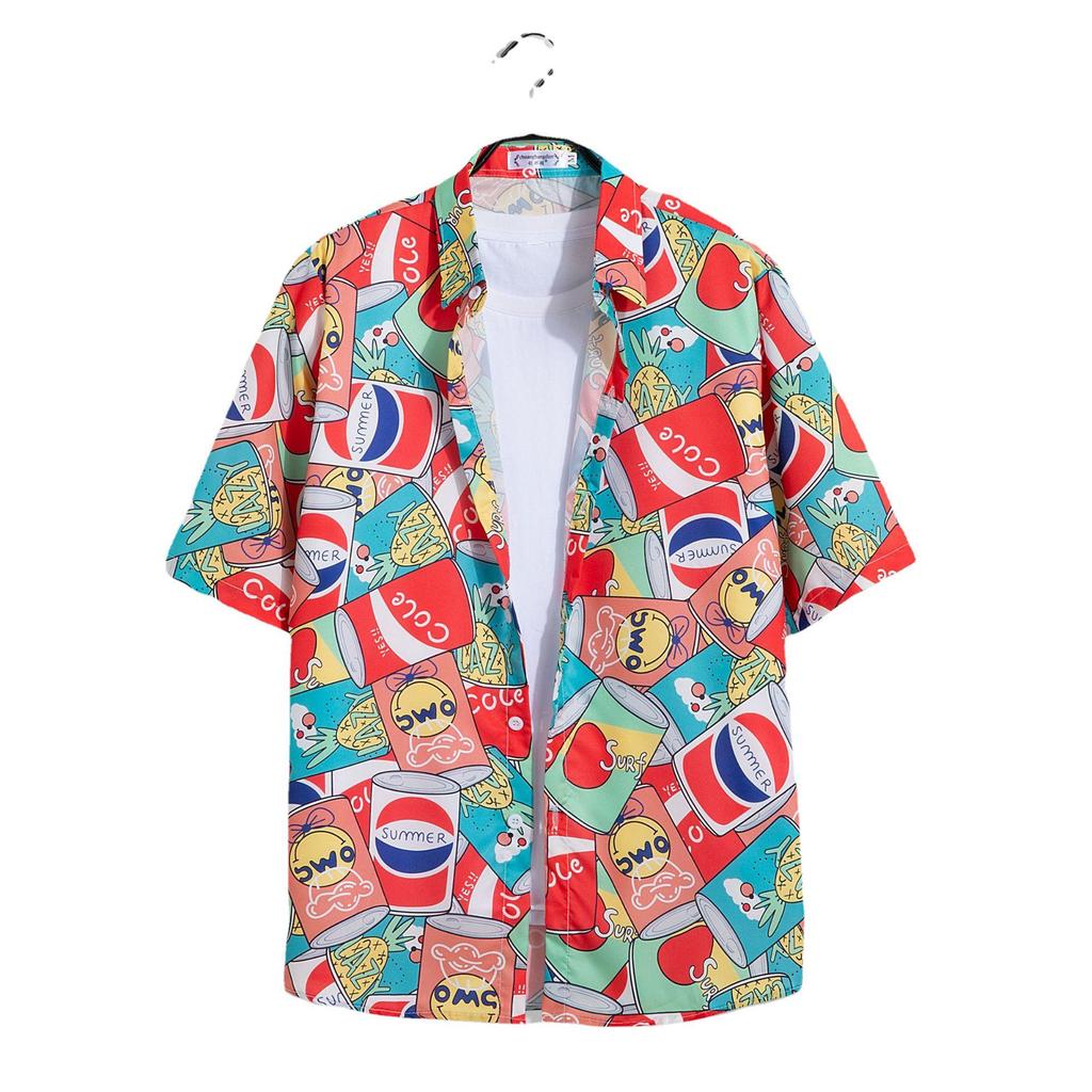 Hawaiian Floral Beach Set: Men's Loose-Fit Plus Size Short Sleeve Shirt & Casual Shorts
