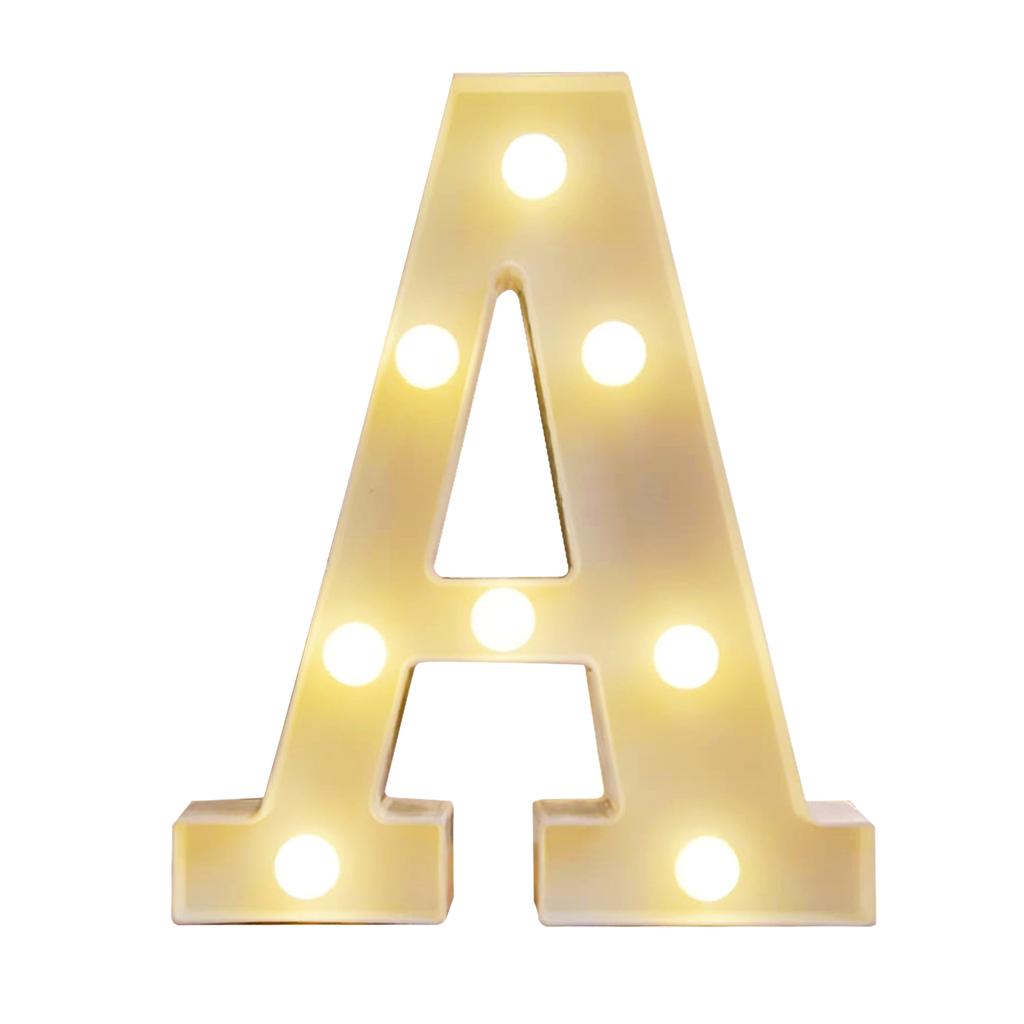 Alphabet LEDs Light Standing Letters Sign with Bulbs Night Lamp Warm White Constant Bright Light Effect 2 * AA Cell Operated IP54 Water Resistance