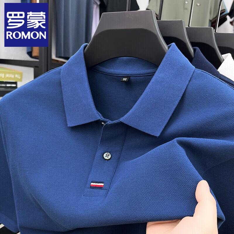 ROMON Men's Mercerized Cotton Short Sleeve Polo T-Shirt
