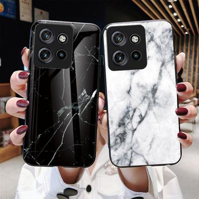 Marmurkowe Etui na Telefon z Hartowanego Szkła Dla Motorola Edge 20 30 Ultra 40 Neo 50 Pro 60 Fusion Moto G24 Power G04 E14 G35 5G G85 G05 G15 E15 G04S Cover