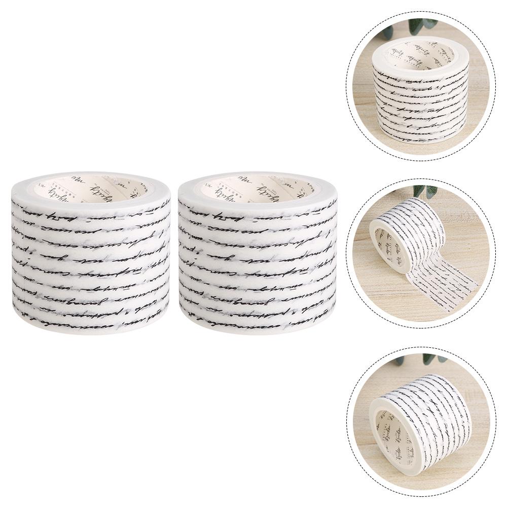 Japanese Washi Paper Vintage Washi Tape 2 Rolls Washi Tape Stickers Handwritten English Decorative Tapes Scrapbook Sticker