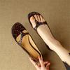 Fashion New Genuine Leather Summer Sandals Round Toe Low Heel Roman Sandals for Women Fashion Pinch Toe Flat Shoes Concise Ladies Shoes