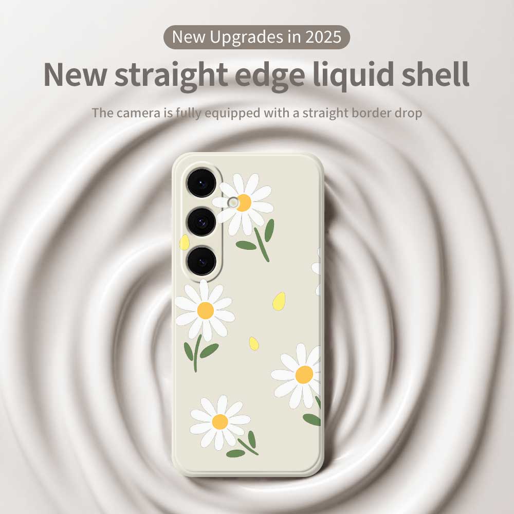 For Samsung Galaxy S25 FE Case Daisy Pattern Printing Straight Edge TPU Phone Back Cover