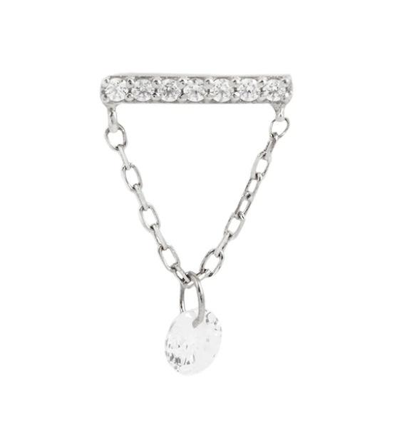 

S925 Sterling Silver Diamond Fringed Chain Threaded Piercing Ear Bone Nails Stylish Simple Wind Earrings