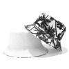 Unisex Double Sided Wearable Leaf Print Personality Bucket Hats Fishermen Caps Outdoor Casual Cap Sunscreen Hat