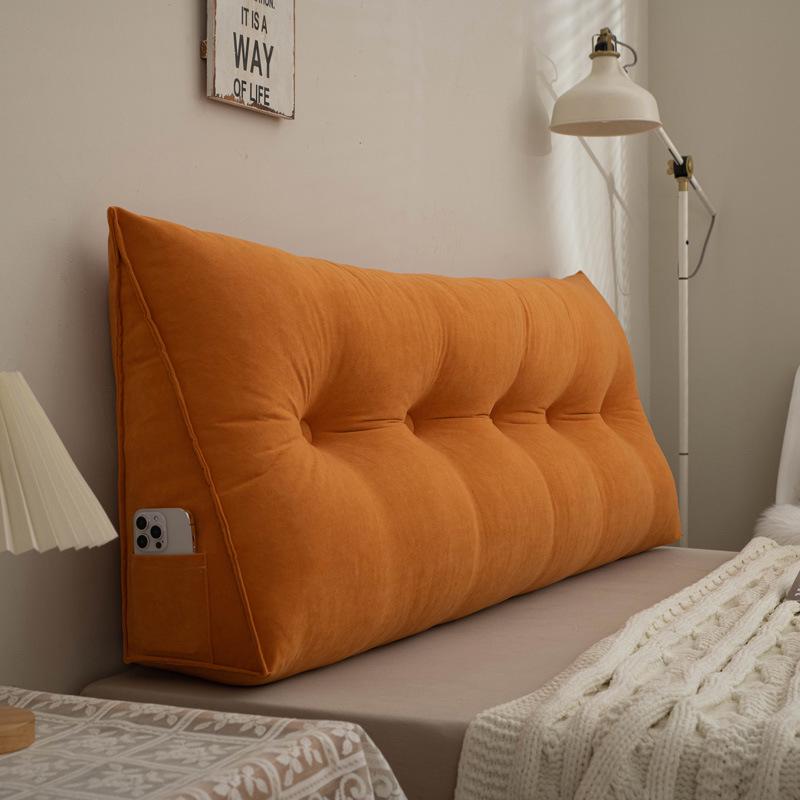 Chenille Headboard Cushion, Double Lumbar Support Pillow, Removable & Washable Backrest