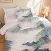 Home Textile Three-Piece Set, Mountain And Forest Scenery, Cartoon Digital Printing Quilt, Pillowcase, Bedding.
