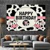 2D Flat Printing Cow Pattern Happy Birthday Backdrop for Girls Boys Birthday