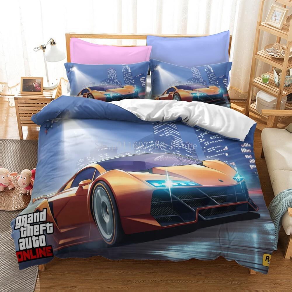 Set de lenjerie de pat pentru jocul video GTA V, imprimeuri 3D, huse de plapumă, Grand Theft Auto, set de husă pentru pat de o persoană, lenjerie de pat pentru băieți, adulți, decor pentru casă