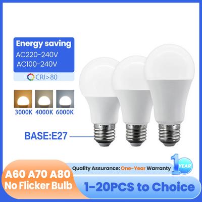 A60 A80 LED Bulb Lamps 8W 9W 10W 12W 15W 18W 20W 24W  Light Bulbs AC 220V 110V E27 Daylight Lighting for Home Foyer Room Decor