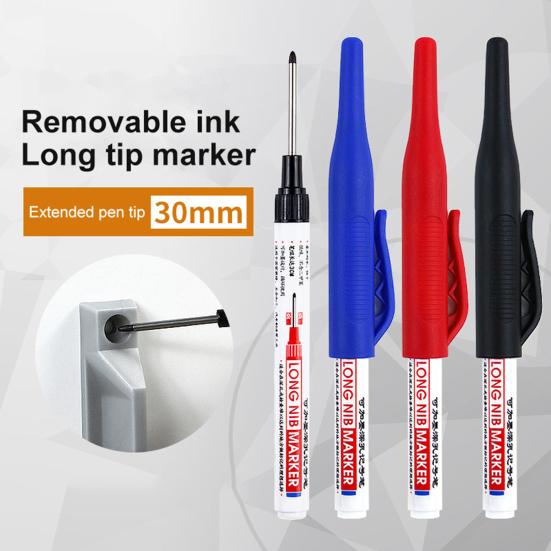 Deep Hole Marker Pen Multi-purpose Waterproof Quick Dry Large Capacity Permanent Ink Filling Clip Design Ceramic Tile Carpenter Long Head Marker