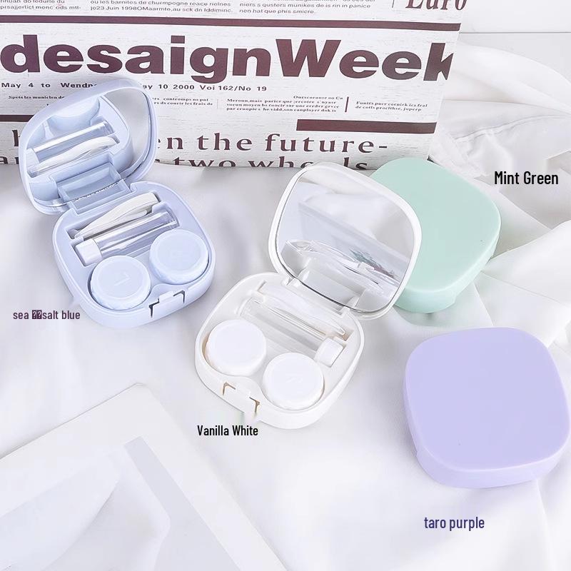 Portable Leak-Proof Contact Lens Case with Mirror - Stylish Double-Compartment for Colored Lenses
