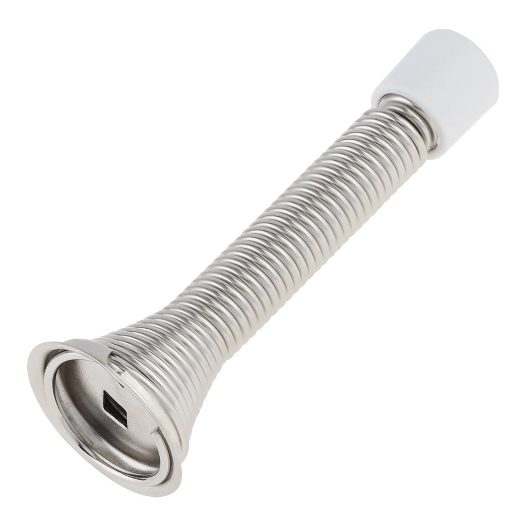 Satinnickel 3 bis 4,7 Zoll 1 Stück Verstellbarer Feder-Türstopper Gummi-Puffer Wandschutz Schwerlast Universelle Passform