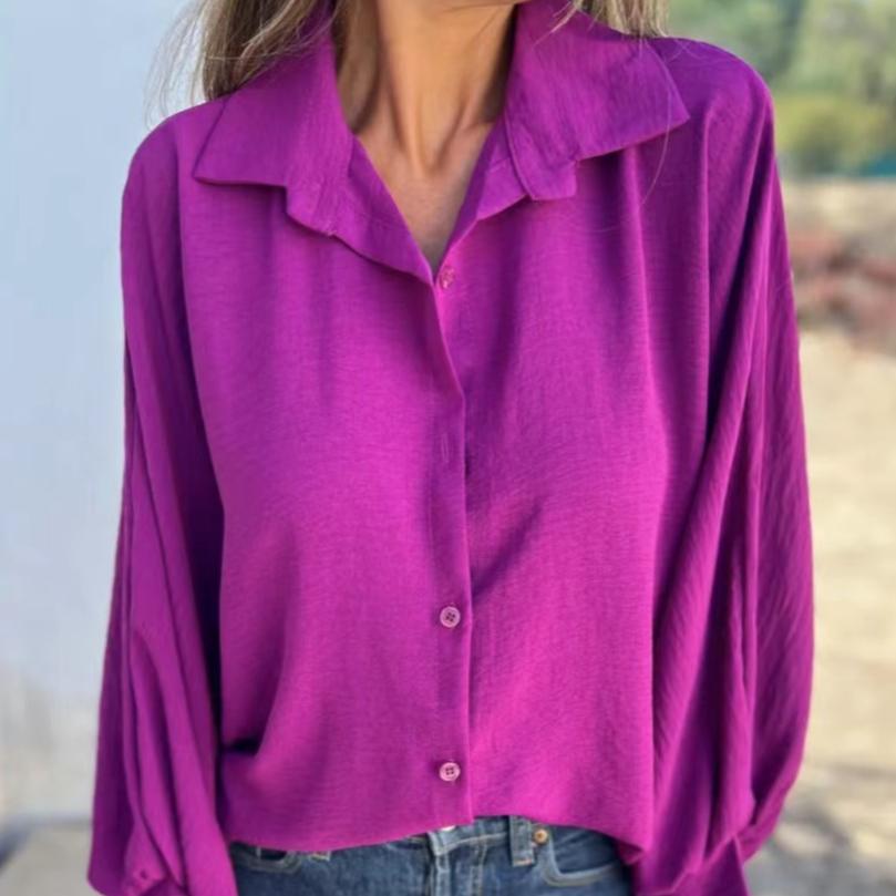 

Универсальная женская рубашка с длинными рукавами и пуговицами на лацканах для женщин XXXXXL фиолетовый