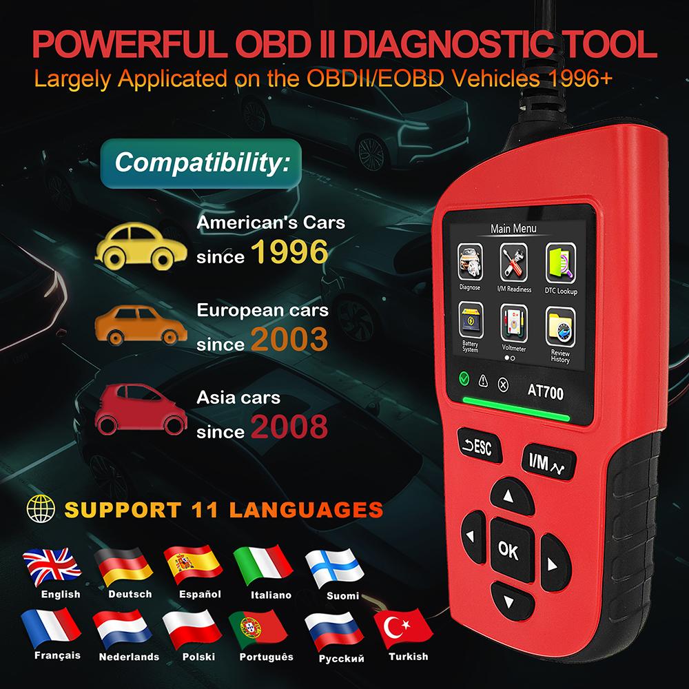 AT700  Car Automotive OBD2 Diagnose Scanner Code Reader Professional Engine Fault Code Reader Scanner For OBD II Protocol Car