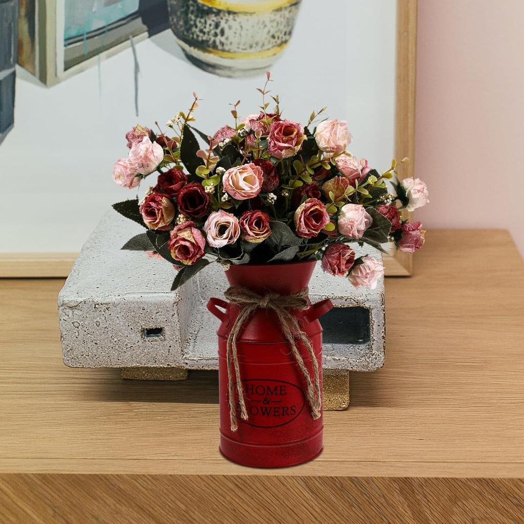 Rustic Milk Can Decor Shabby Chic Vase Farmhouse Vase Decorative Metal Jug Pitcher Vase for Wedding Home Living Room Bathroom Dining Table Desk