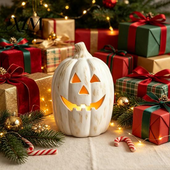 Spookachtig Seizoen Feestartikelen Halloween Pompoen Kaarsenhouder, Hars Lantaarn Theelichthouder met Feestelijke Tafeldecoraties Gesneden Gezicht voor Herfst