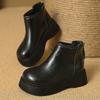 Fashion Back Zipper Short-barrel Cotton Boots Autumn and Winter New Round Toe Platform Non-slip Wear-resistant Wedges