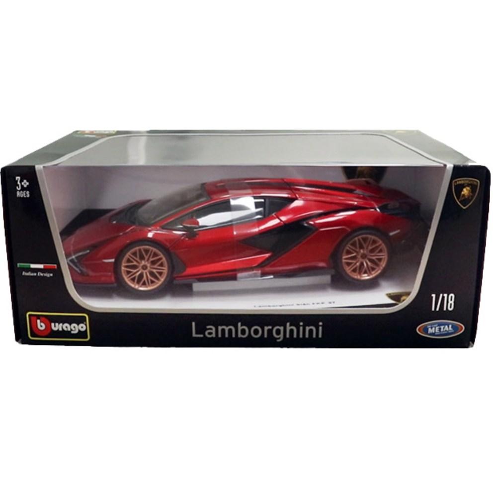 Bburago 1:18 Scale Lamborghini Sian FKP 37 Diecast Model Car for Collectors, Red
