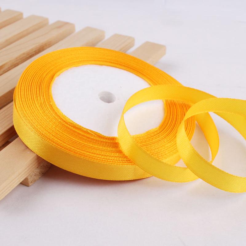 Golden Yellow Silk Ribbon for Gift Wrapping: Colorful, Satin, Woven Flowers, 0.3cm-7.5cm, Perfect for Thanksgiving