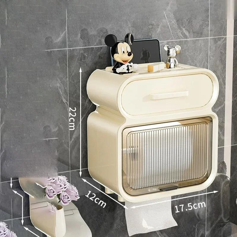 Toilet Paper Holder Wall Mounted Non Perforated Waterproof Tissue Box Storage Rack Paper Drawer Bathroom Accessories