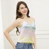 Women's Sexy Busting Colourful Sequins Embroidery Camisole Small Vest Slim V-neck Bottoming Shirt