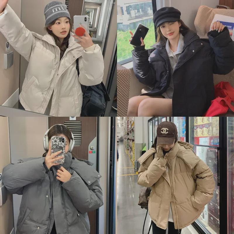 Women's Short Hooded Cotton Jacket - Korean Style Design, Thickened