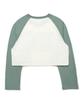 DISCO DONUT Open Armhole Heart Raglan T-Shirt_Green/Ivory