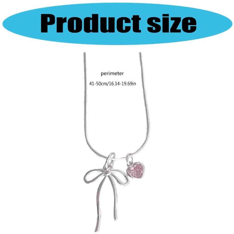 Romance Love Heart and Bowknot Pendant Necklace Special Gifts for Trendy Women Seek Unique Styles and Individuality