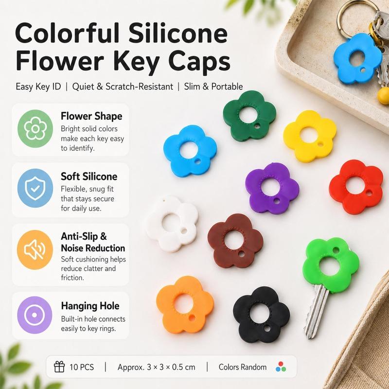Flower Shape Silicone Keys Heads Covers Color Keys Sleeve Elastic Keys Identifiers Protector Organizer Protection Accessories