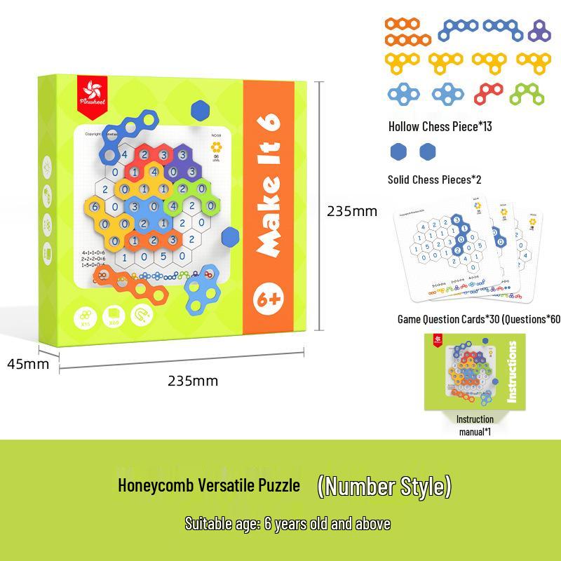 Magnetic Pinwheel Honeycomb Puzzle Toy for Children 3-6 Years - Educational and Color Recognition Game