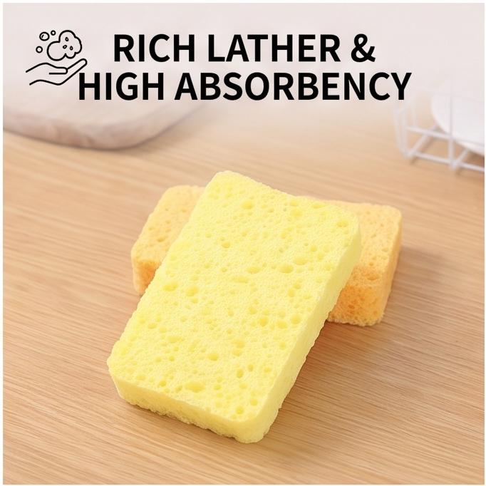 Thickened Wood Pulp Sponges, Single Pack, Absorbent Non-Scratch Kitchen Dish Scrubbers