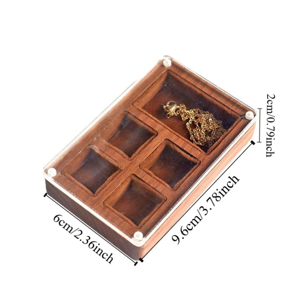 3/5 Slot Wooden Ring Box Magnetic Cover Jewelry Ring Holder Black Walnut Cufflinks Box  Couples