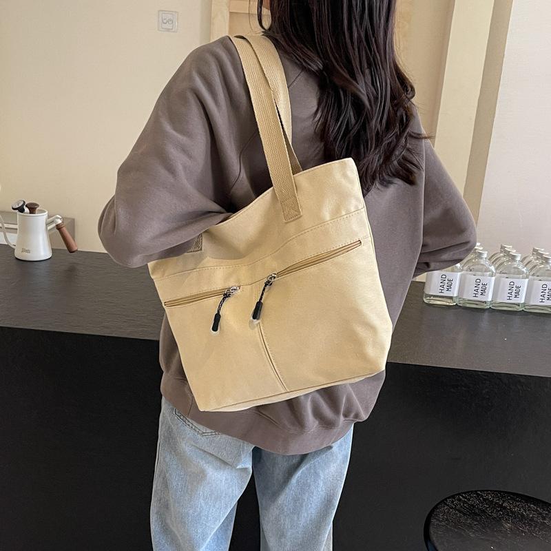 Large Capacity Fashionable Casual Women's Bag New Niche Design Solid Color Commuting Tutoring Shoulder Bag Tote Bag