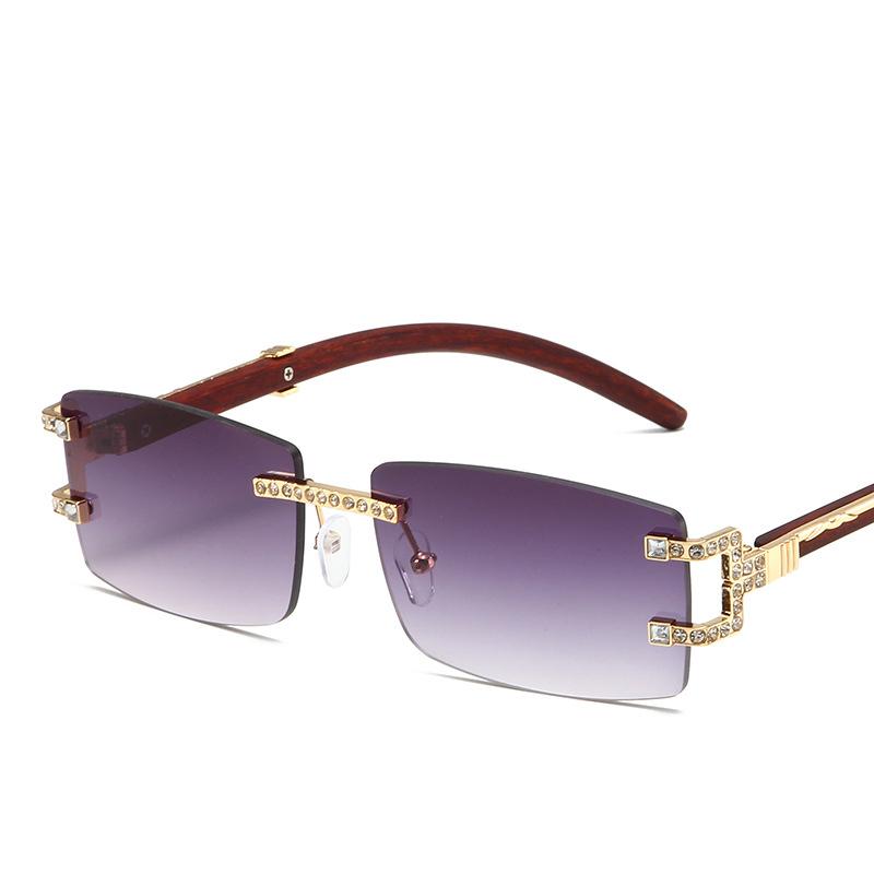 Rimless Diamond Square Sunglasses Women Men Luxury Designer Sun Glasses Vintage Small Frame Punk Shades UV400