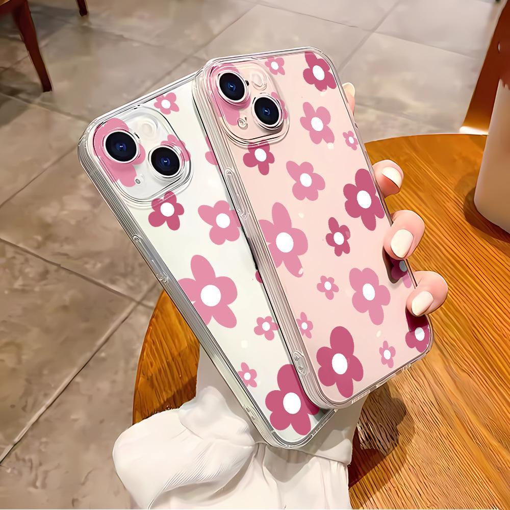 Simple flower mobile phone case Apple 16 transparent case iphone17 protective case 11promax soft case 13 anti-drop 15